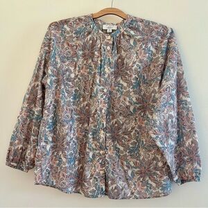 J. Crew Cotton-voile button-front top in Liberty® Faraway Plum floral size small